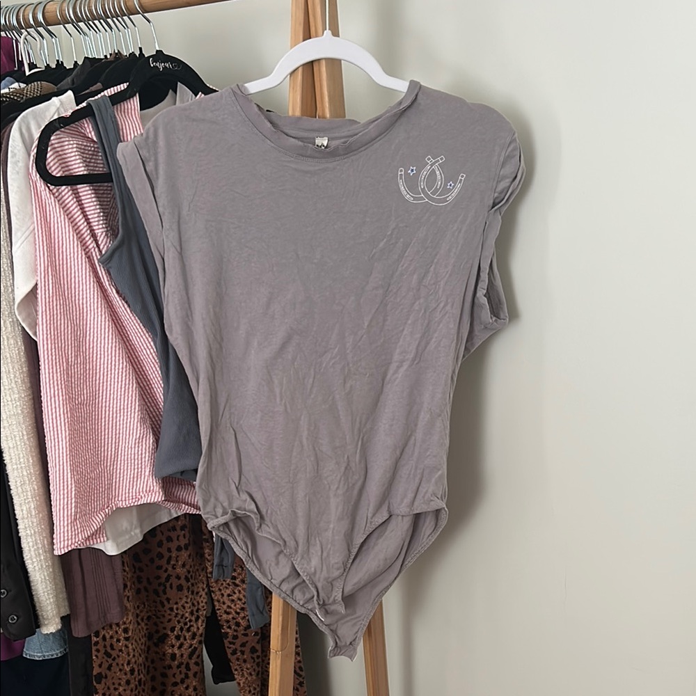 Free People Grey Western Bodysuit